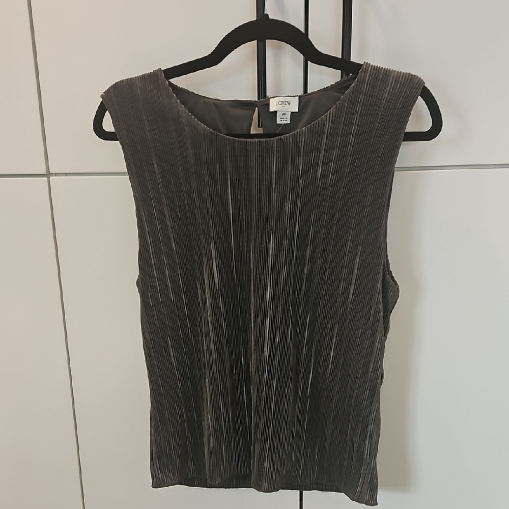 J. Crew Black Fitted Pleated Tank Top